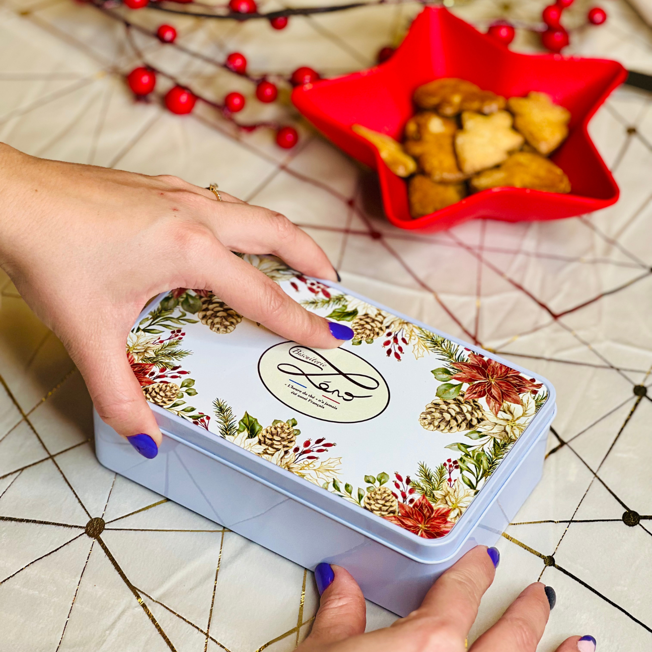 Boîte à biscuits métallique "Délices de noël"